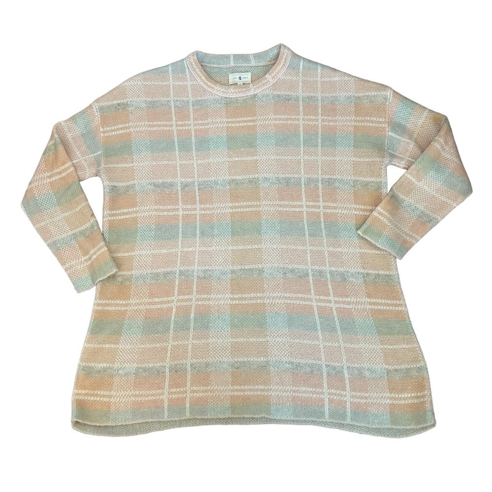 Lou & Grey Wool & Alpaca Pink Plaid Pullover Lightweight Sweater Womens Sz Small